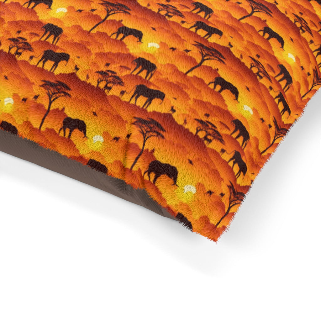Savanna Sunset Tapestry: Elephants and Acacias in Endless Horizon - Pet Bed Pet Zen