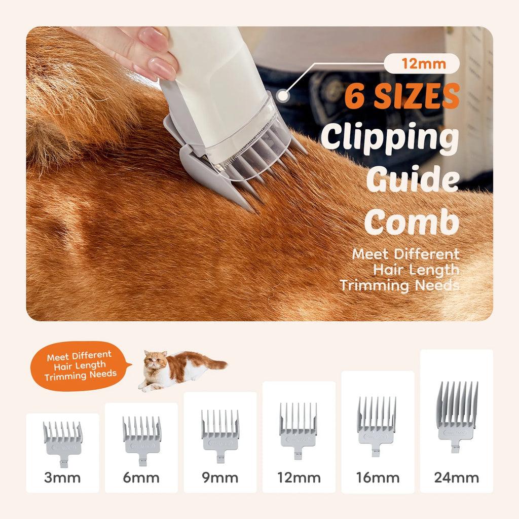 Professional Pet Grooming Clippers with 2.5L Cup, 3 Suction Modes