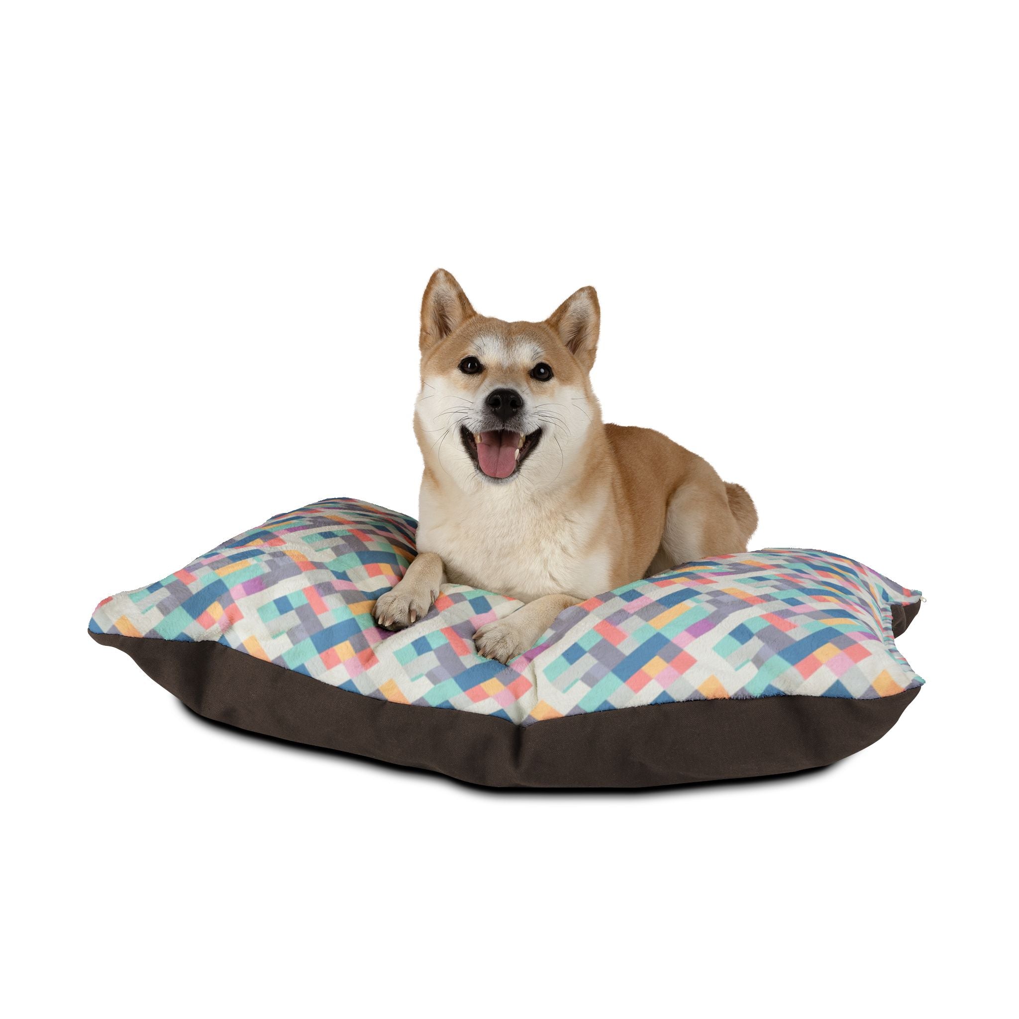 Pastel Pixel Weave in Diagonal Harmony - Pet Bed Pet Zen