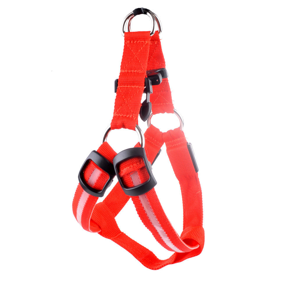 Dog Leashing Vest With Led Illuminated Chest Back