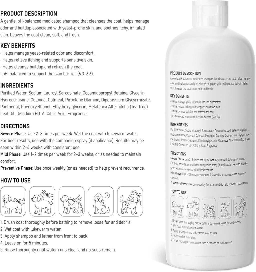 Anti Itch Dog Shampoo Yeast Infection Hot Spot Allergy Relief 16oz