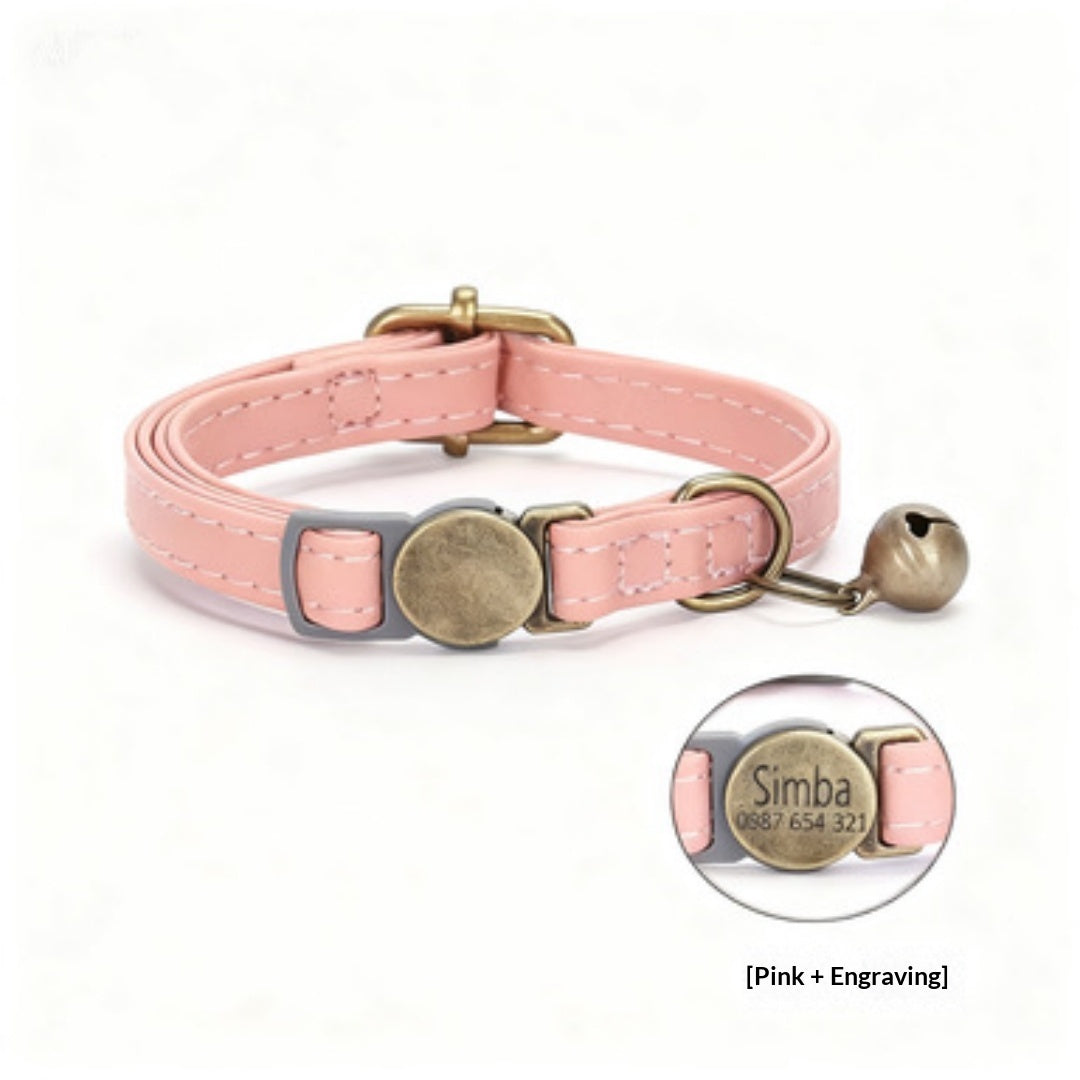 Retro Style Durable Leather Cat Pet Collar