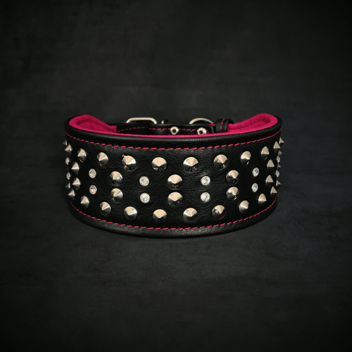 "Crystal" 2.8 inch wide soft leather collar