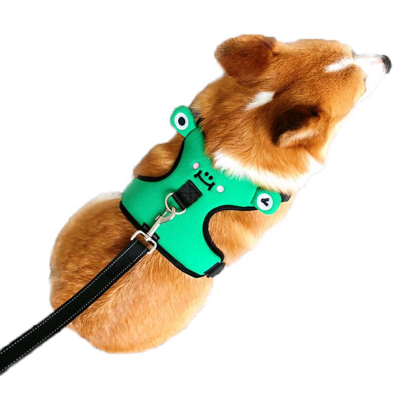 Dog's chest and back with traction rope, dog''s back with lovely vest type walking dog explosion-proof small dog collar
