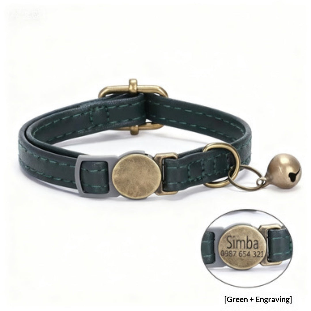 Retro Style Durable Leather Cat Pet Collar