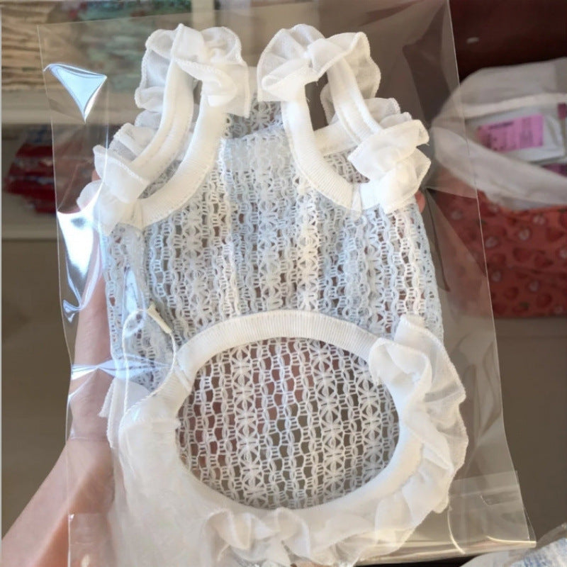 Pet Hollowed-out Lace Vest Summer Thin Style For Dogs