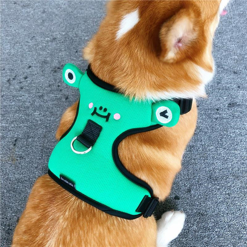 Dog's chest and back with traction rope, dog''s back with lovely vest type walking dog explosion-proof small dog collar