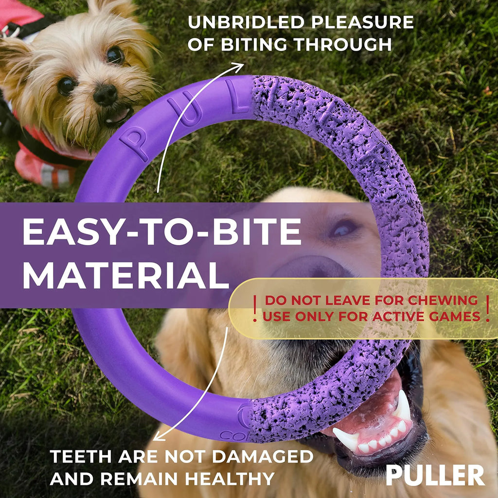Puller Outdoor Dog Ring Toys MINI TWO Rings Dog Fetch Toy Tug of War Dog Toy for Small Medium Large Dogs Dog Ball & Soft Dog Frisbee Alt Outside Dog Y