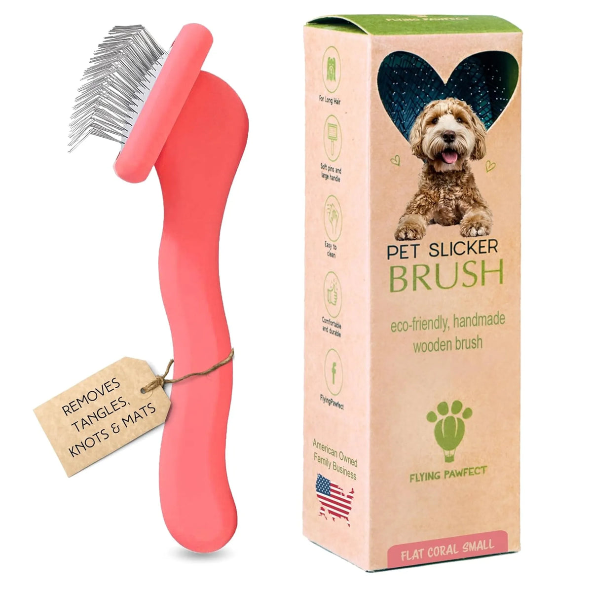 Flat Coral Pet Slicker Brush