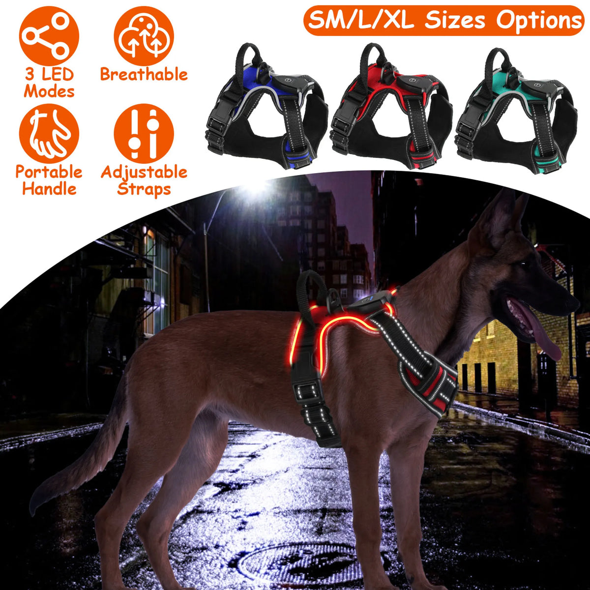 Light Up Dog Harness Rechargeable LED