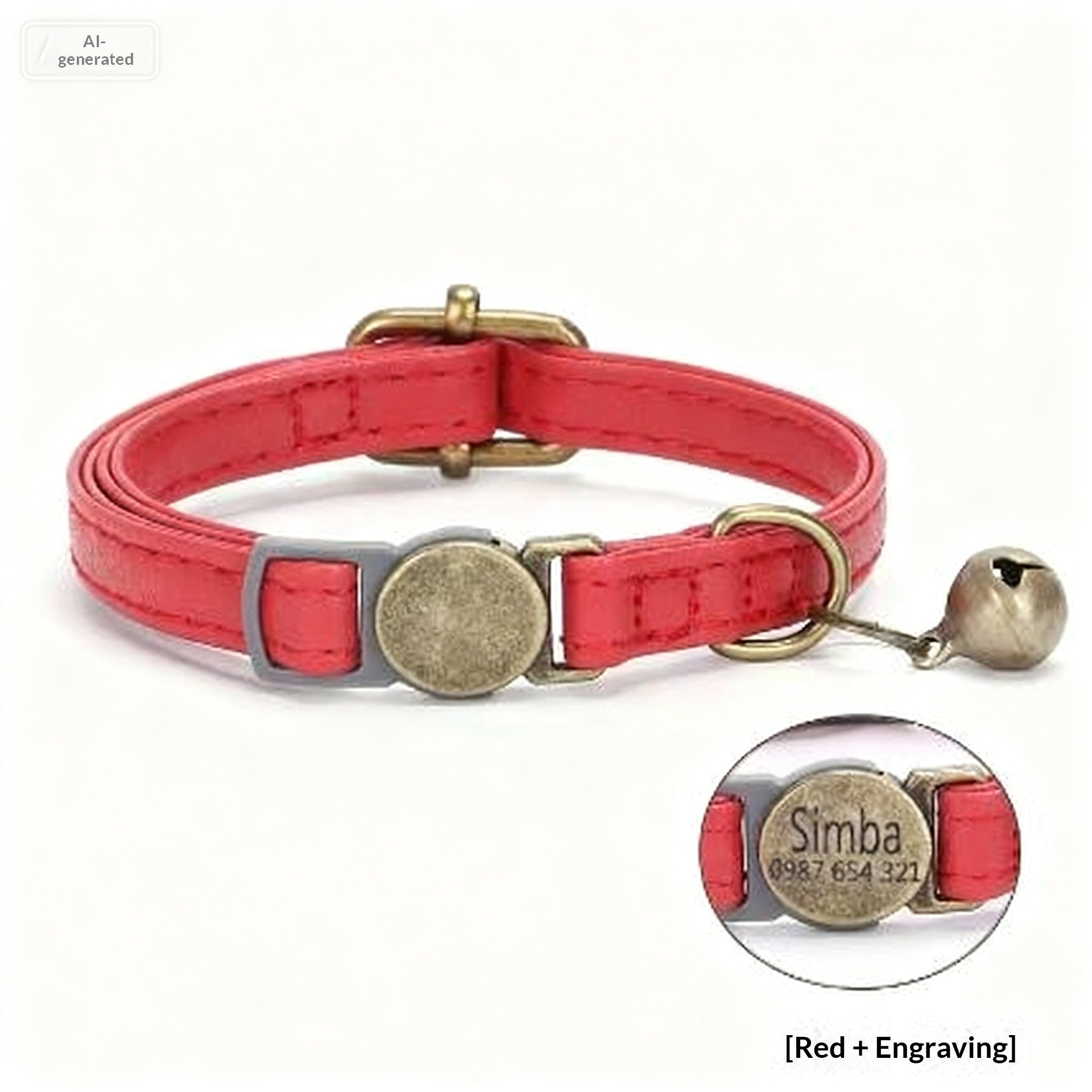 Retro Style Durable Leather Cat Pet Collar