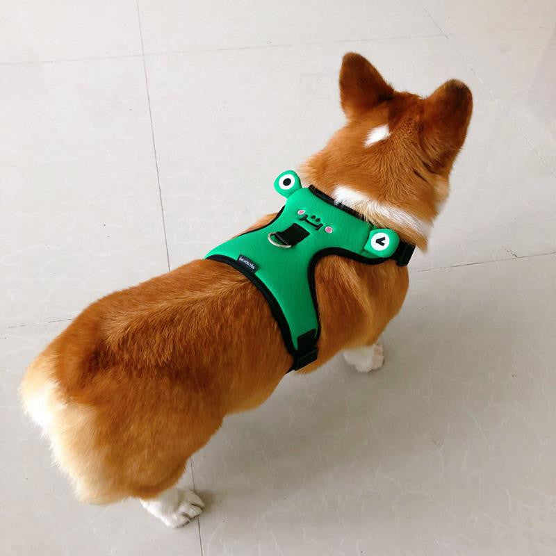 Dog's chest and back with traction rope, dog''s back with lovely vest type walking dog explosion-proof small dog collar