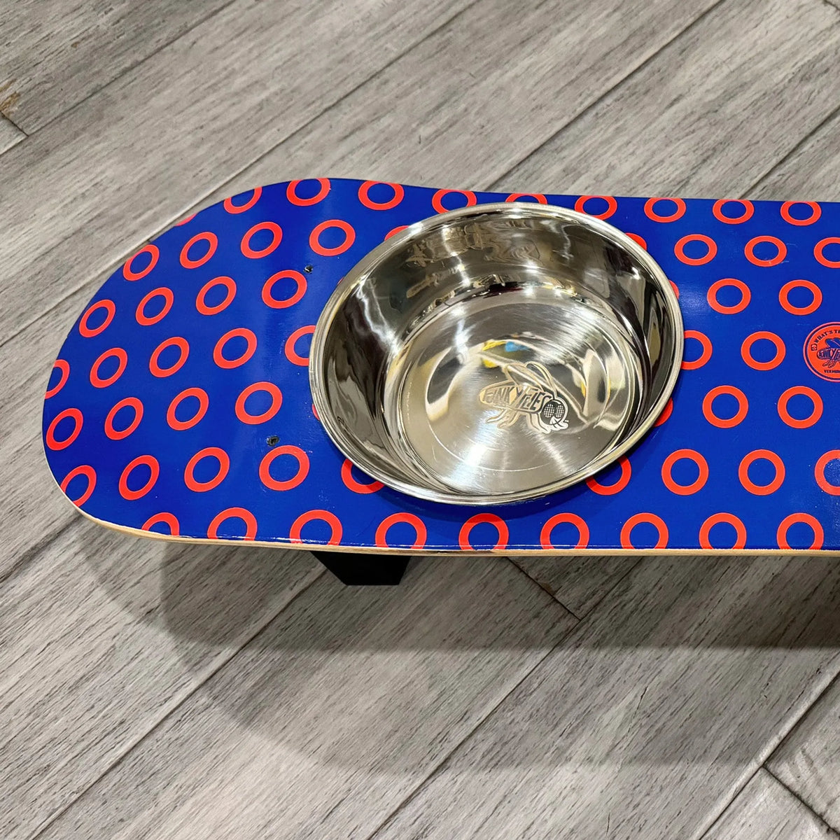 Phunky Donuts - Elevated Skateboard Dog Feeding Stand with 2 Bowls