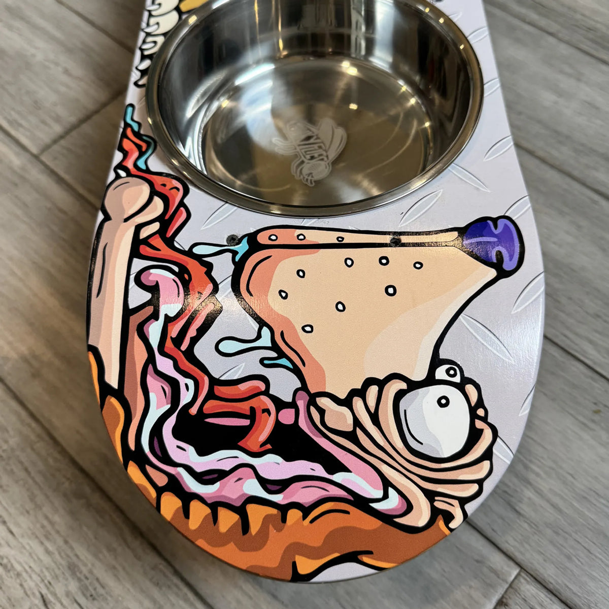 Fly Doggy - Elevated Skateboard Dog Feeding Stand with 2 Bowls