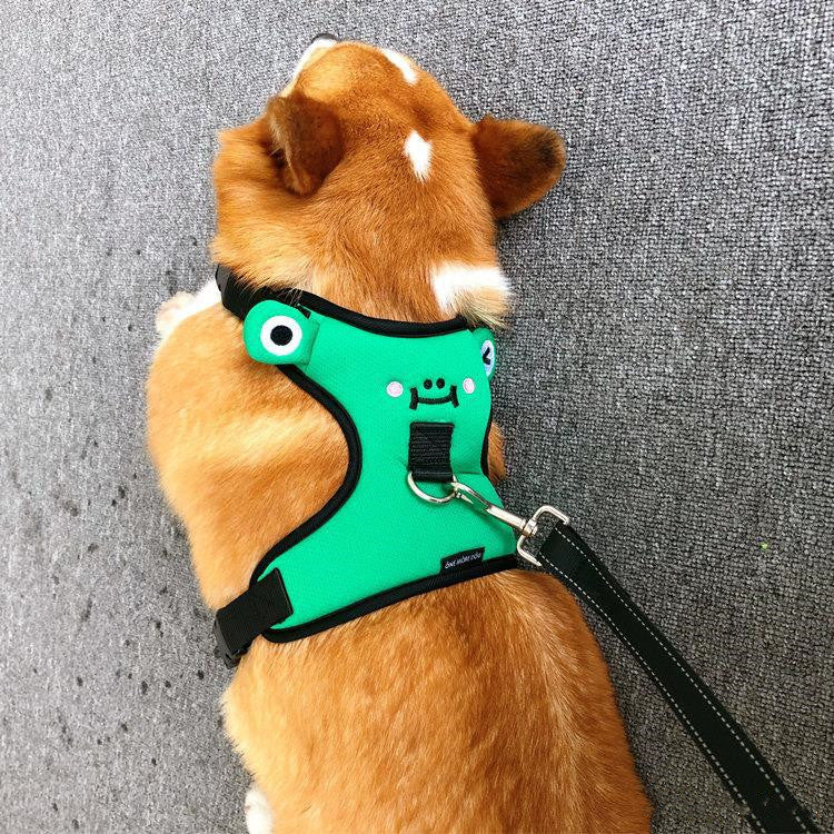 Dog's chest and back with traction rope, dog''s back with lovely vest type walking dog explosion-proof small dog collar