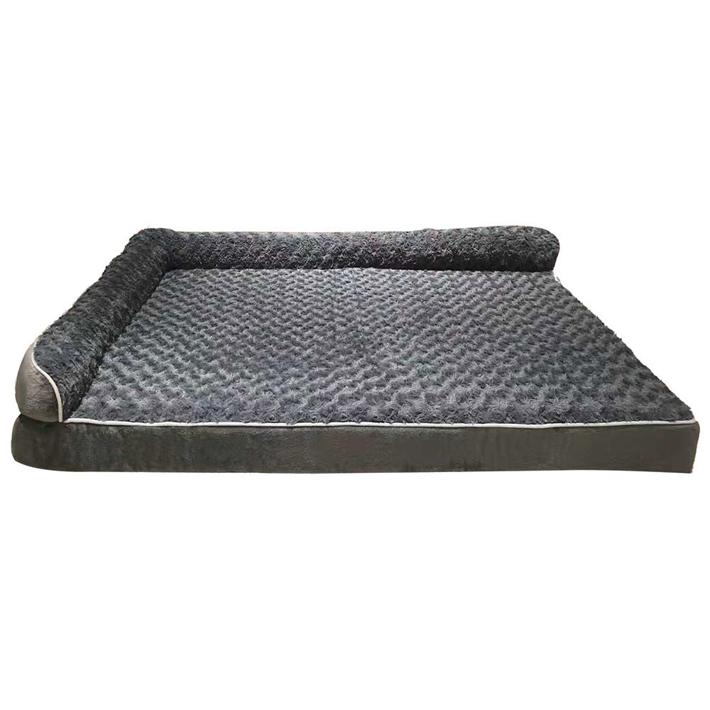 Removable And Washable L-Shaped Pet Sofa Dog Bed With Sponge Padding And Rose Velvet For Warmth