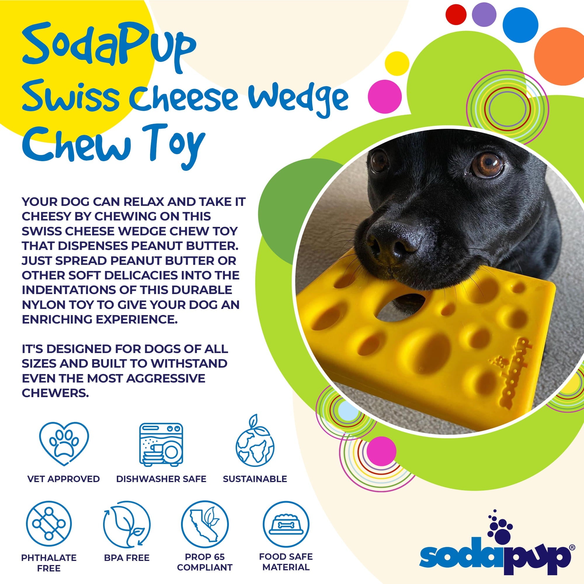 Swiss Cheese Wedge Nylon Dog Chew Toy for Aggressive Chewers | SodaPup