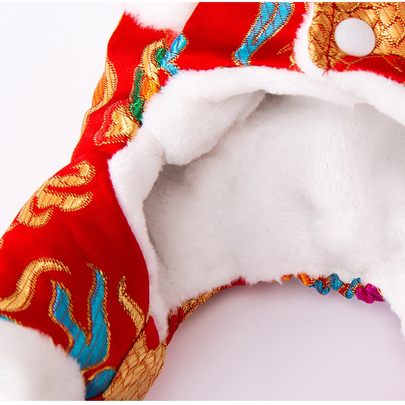Autumn And Winter Xiangyun Jinlong Dog New Year Four-legged Cotton Coat, Tang Suit, Warm And Thick Pet New Year Dog Clothes