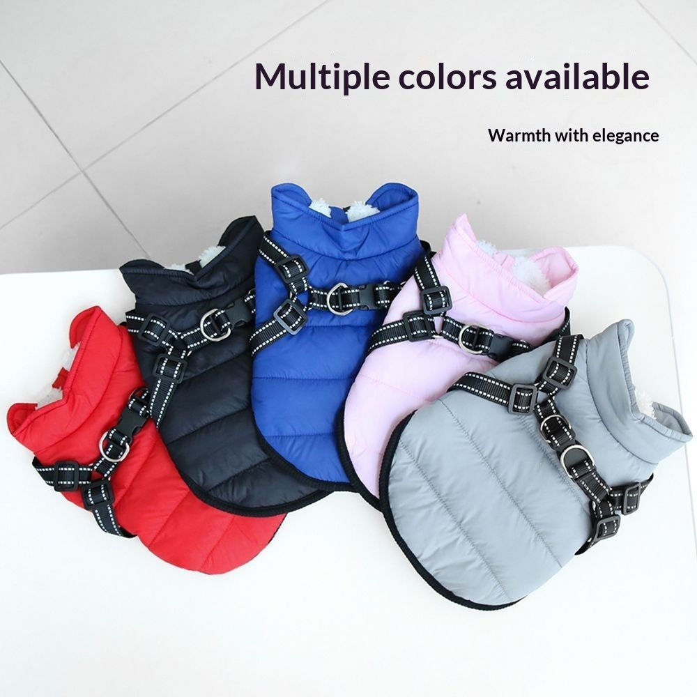Insulated Fleece-lined Dog Vest With Chest And Back Zipper To Prevent Pinchingessential Winter Clothing For Your Pup