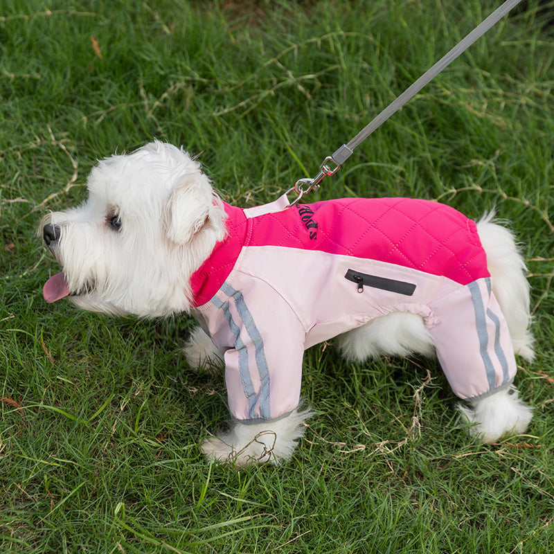 Autumn And Winter Dog Clothing Small And Medium Sized Dog West Highland Bichon Frise Down Jacket With Fleece For Warmth, Pet Four Legged Cotton Jacket