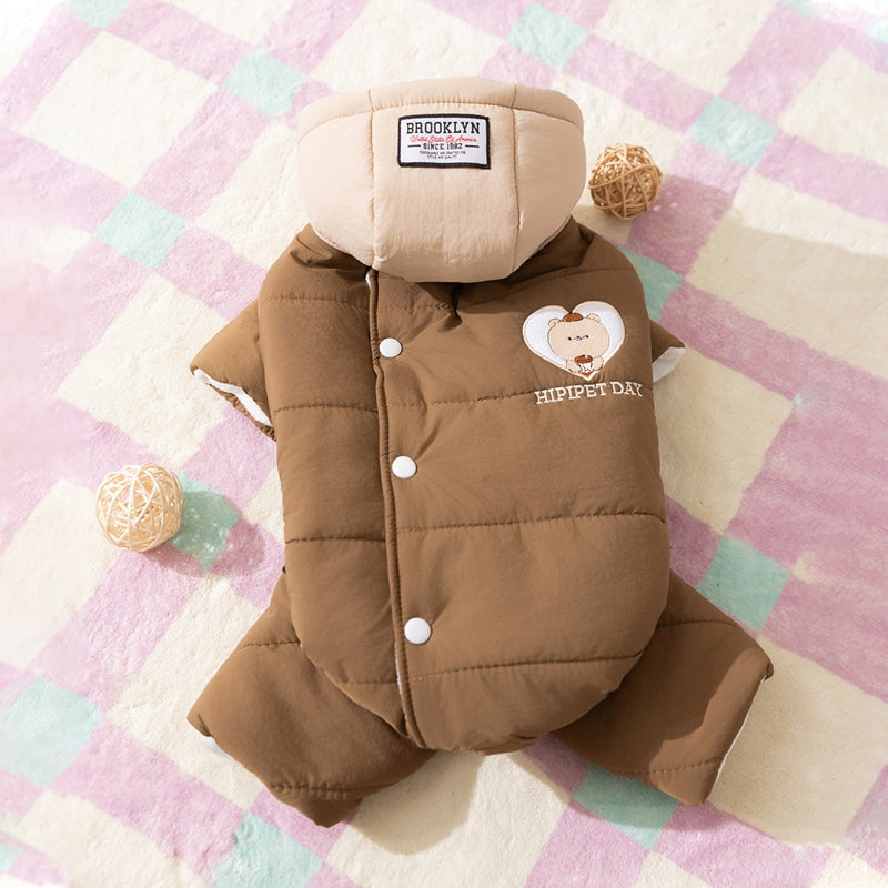Autumn And Winter Corgi Dog Clothes With Removable Caps, Thick And Warm Four-legged Cotton Clothes, Medium-sized Dog Pet Clothing