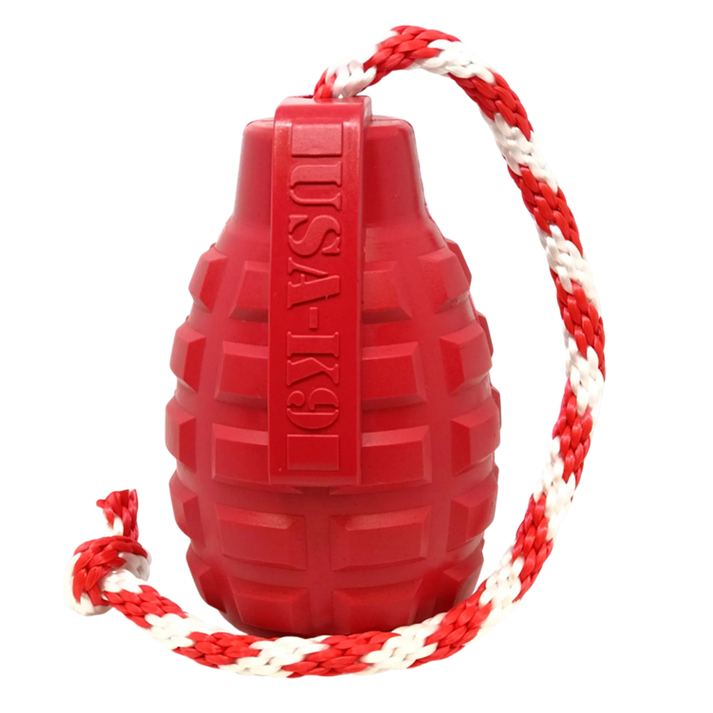 USA-K9 Grenade Shaped Durable Rubber Chew Toy, Treat Dispenser, Reward Toy