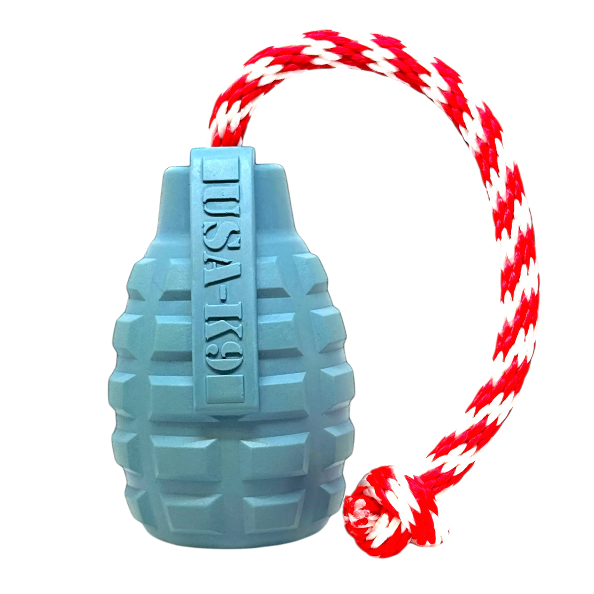 USA-K9 Grenade Shaped Rubber Dog Toy - Chew, Treat Dispenser & Tug Toy