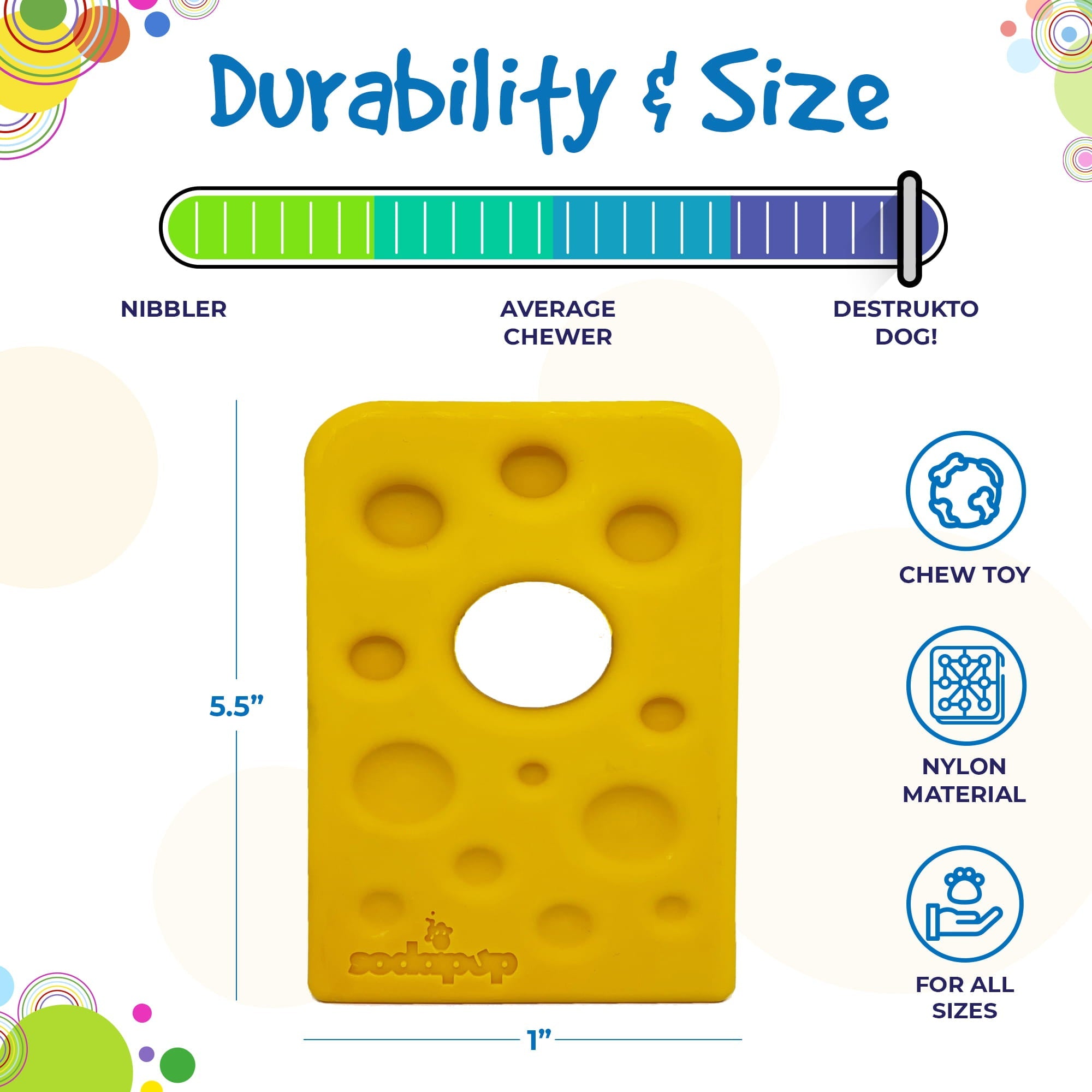 Swiss Cheese Wedge Nylon Dog Chew Toy for Aggressive Chewers | SodaPup