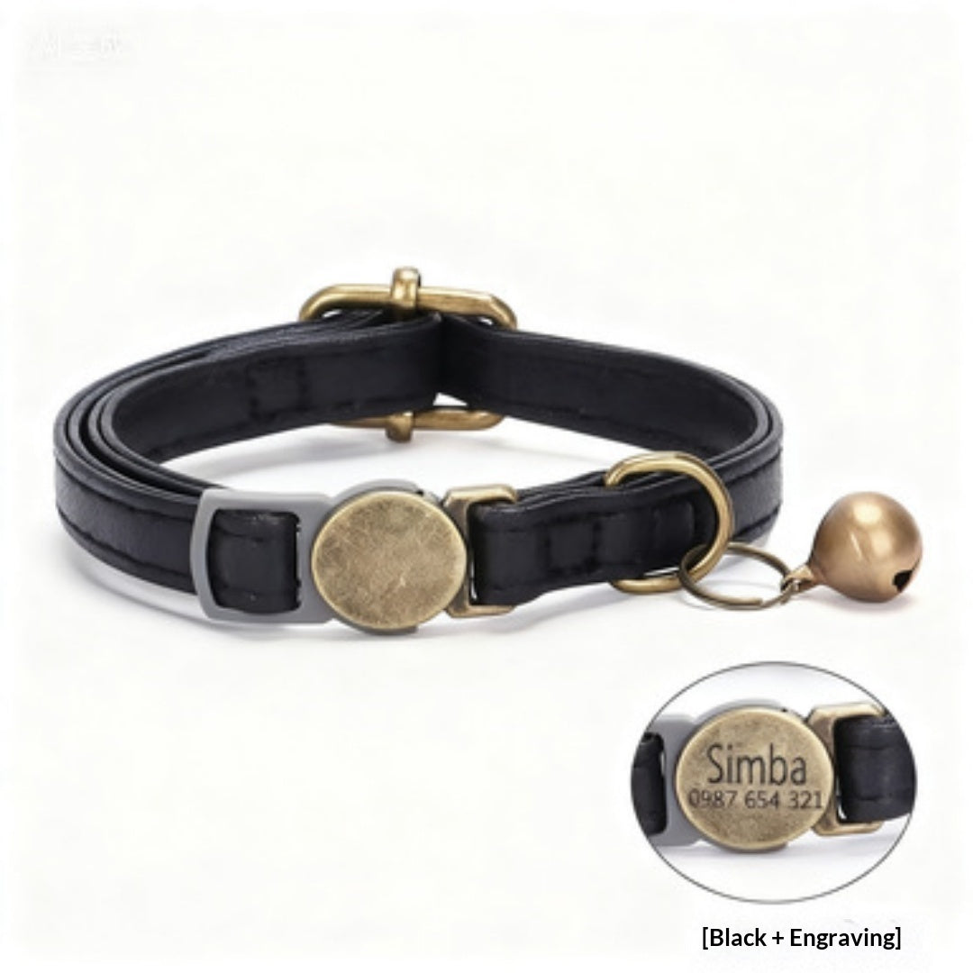 Retro Style Durable Leather Cat Pet Collar