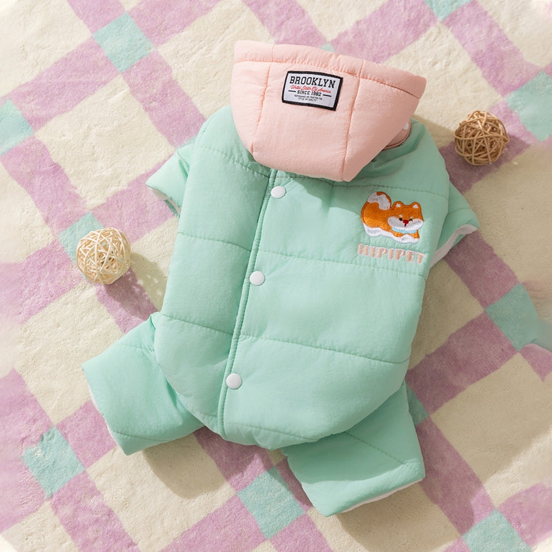 Autumn And Winter Corgi Dog Clothes With Removable Caps, Thick And Warm Four-legged Cotton Clothes, Medium-sized Dog Pet Clothing