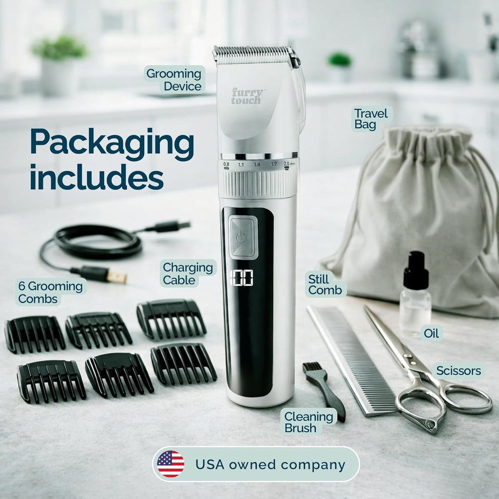 Dog Grooming Kit Cordless Clippers Quiet Strong Ceramic Blades