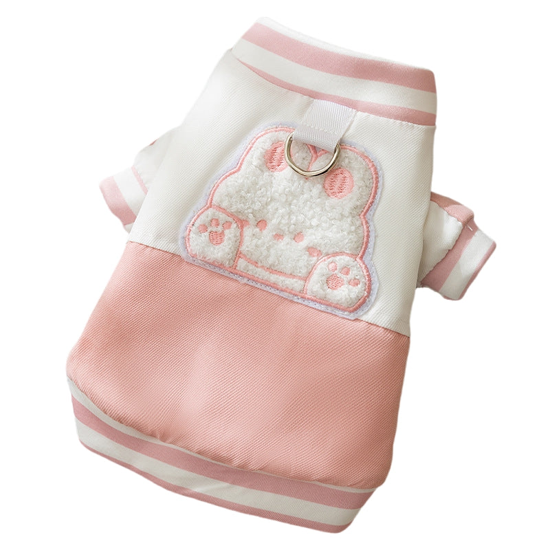 Winter Thickened Dog Clothes, Bear Baseball Jackets, Towing Cotton-padded Clothes, Autumn And Winter Warm Clothing For Small And Medium-sized Dog Pets