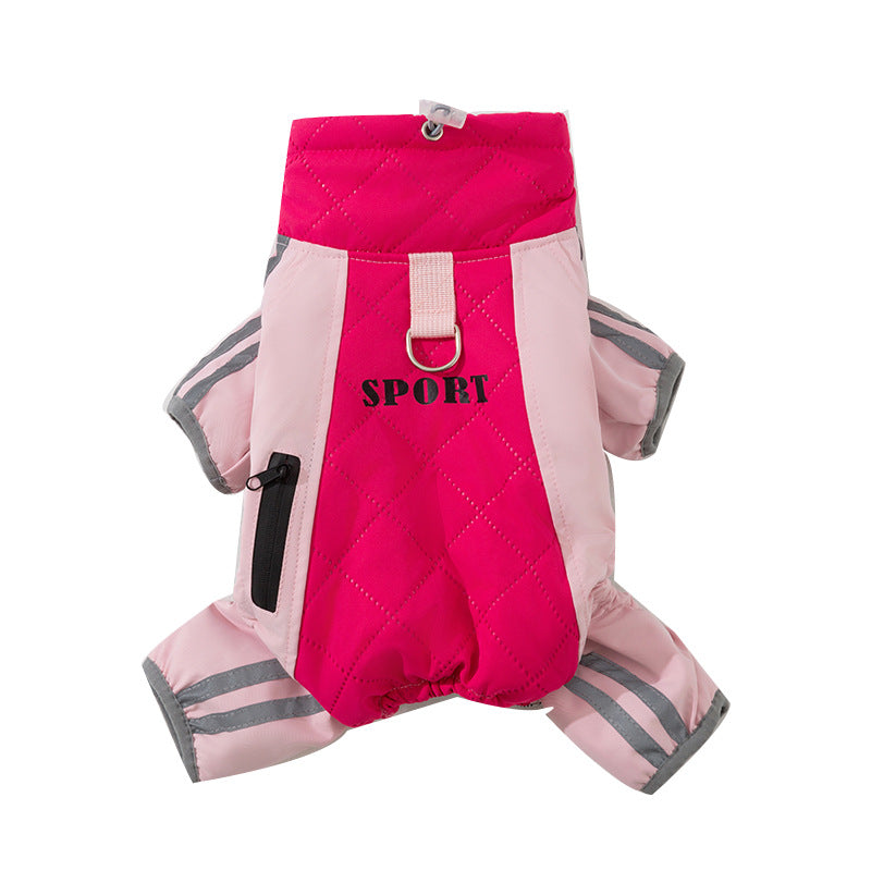 Autumn And Winter Dog Clothing Small And Medium Sized Dog West Highland Bichon Frise Down Jacket With Fleece For Warmth, Pet Four Legged Cotton Jacket