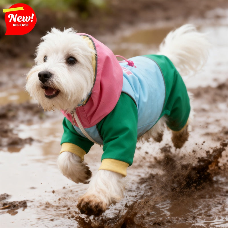 Waterproof 4-Leg Dog Jumpsuit With Hood, New Release Pet Outdoor Raincoat For Hiking & Travel