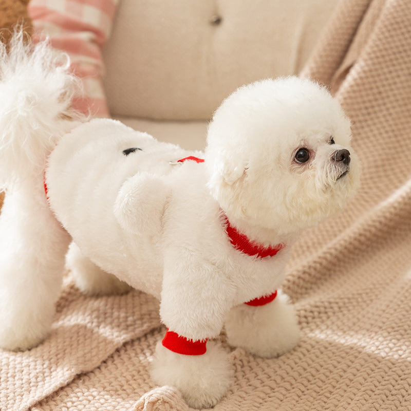 Cute Plush Bear Pet Jacket With Leash Ring, Adorable 3D Bear Face Dog Coat For Small Dogs