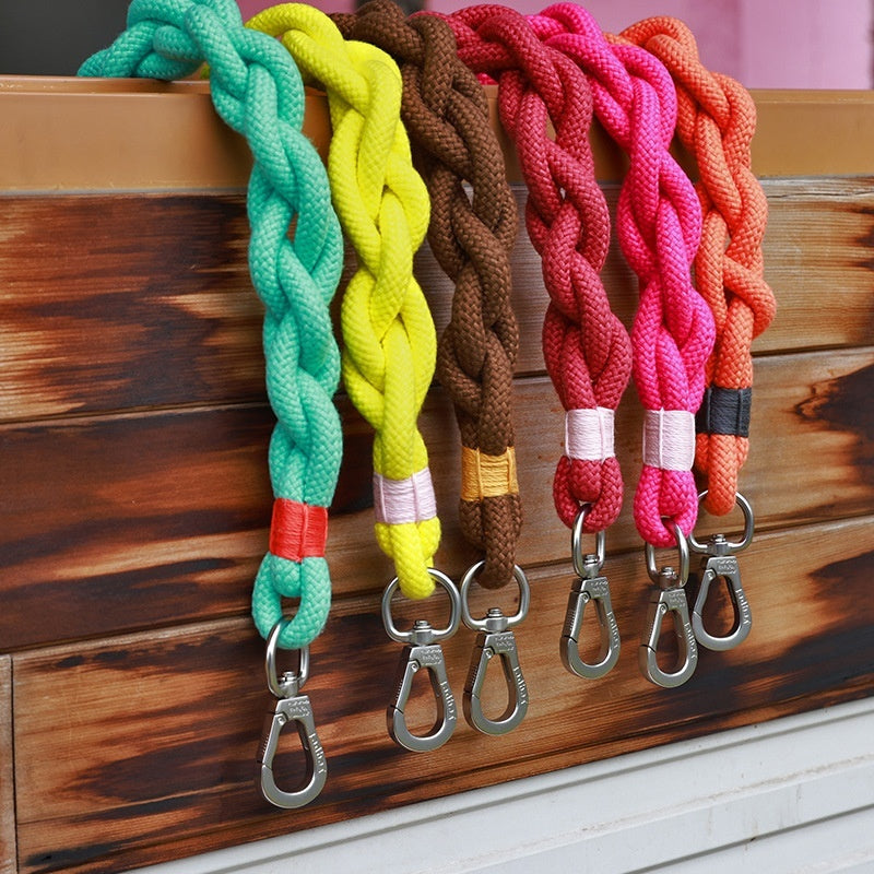 Dog Handmade Woven Leash Polyester Fiber Yellow