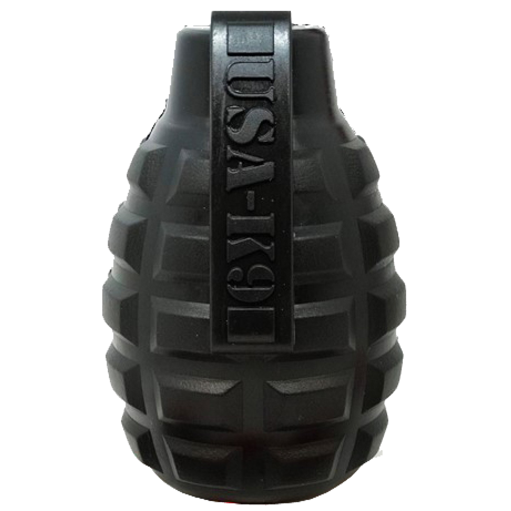 USA-K9 Grenade Shaped eDispenser Durable Dog Chew Toy & Treat Dispenser - Magnum Black