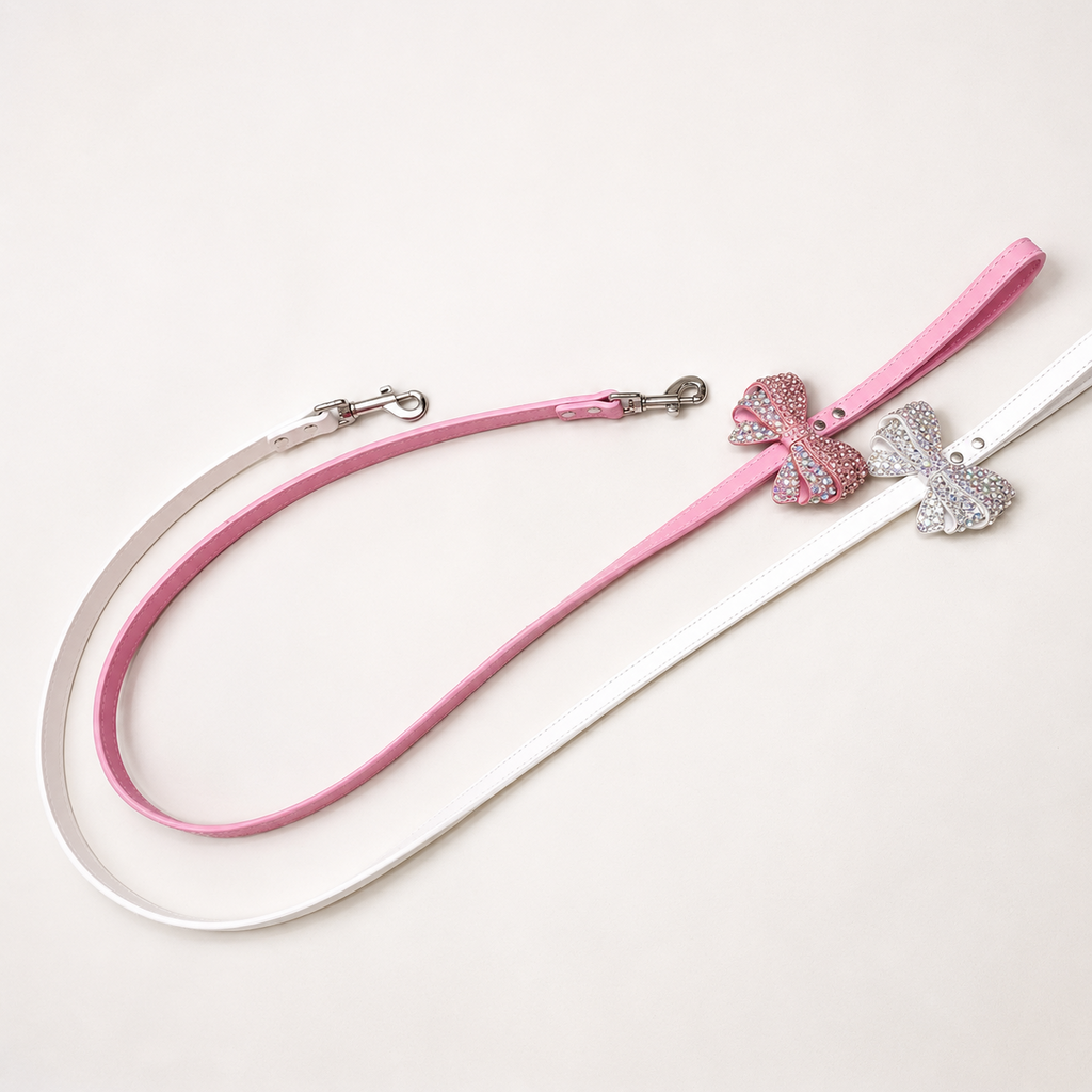 Luxury Rhinestone Bow Dog Leash Bling Crystal Puppy Lead
