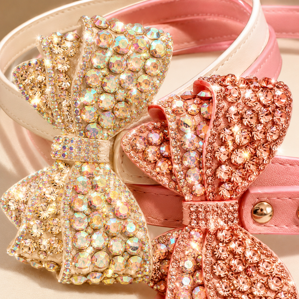Luxury Rhinestone Bow Dog Leash Bling Crystal Puppy Lead