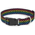 Plastic Clip Collar - Checker Black/Neon Rainbow