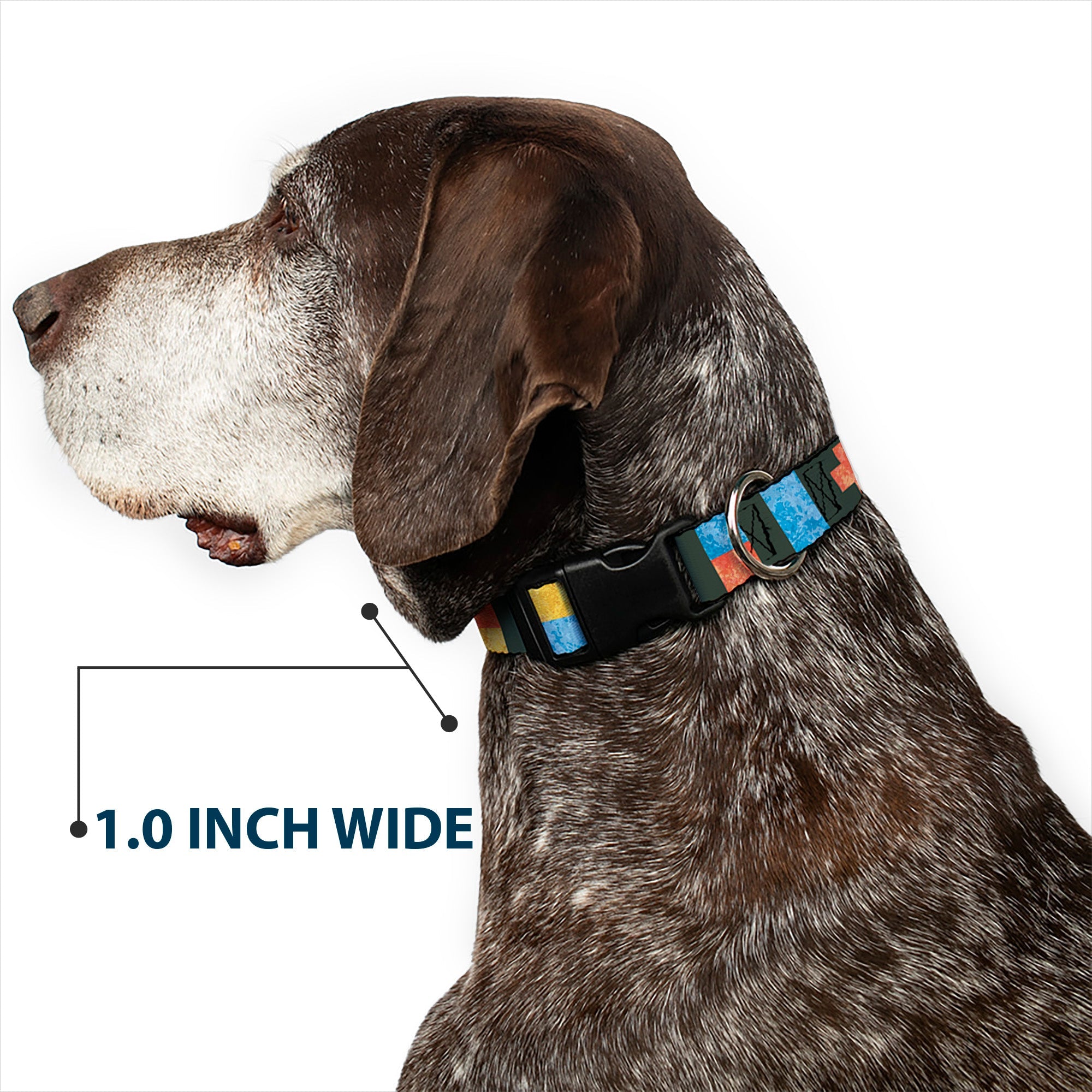 Plastic Clip Collar - Geometric8 Charcoal/Orange/Gold/Blue