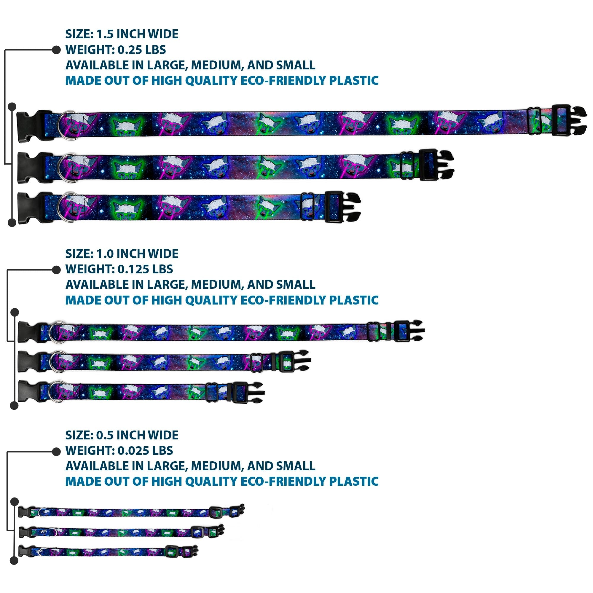 Plastic Clip Collar - Laser Eye Cats in Space