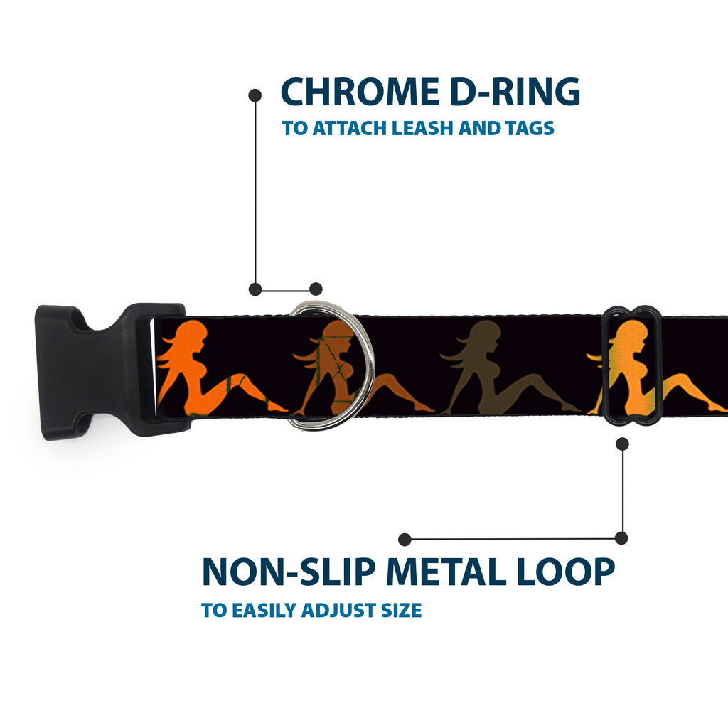 Plastic Clip Collar - Mud Flap Girl Repeat Black/Orange Fade