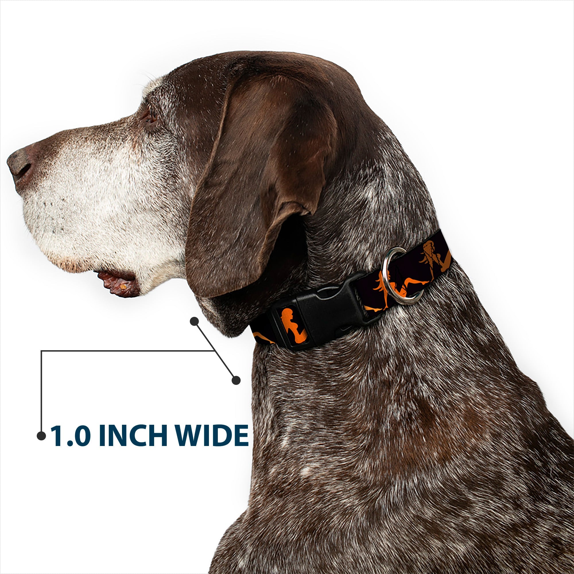 Plastic Clip Collar - Mud Flap Girl Repeat Black/Orange Fade