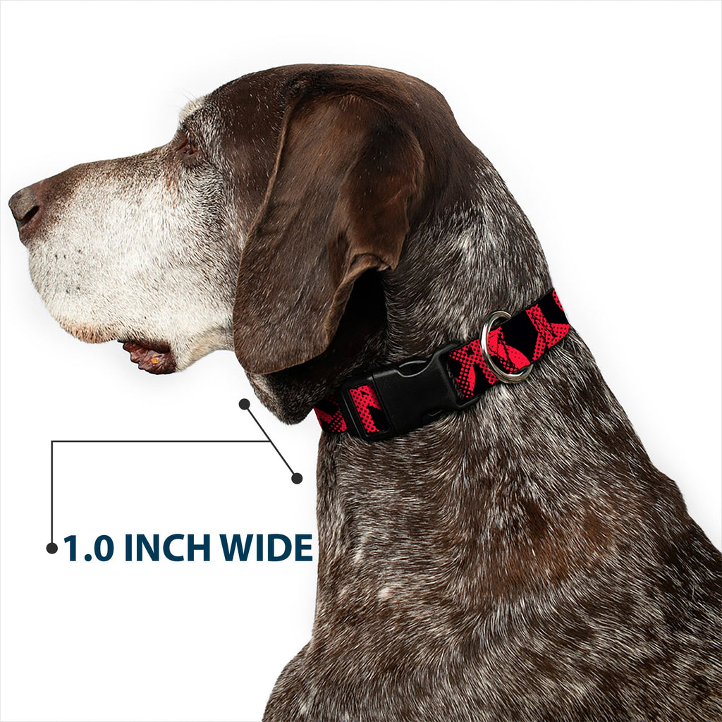 Plastic Clip Collar - Peace Dots Black/Fuchsia