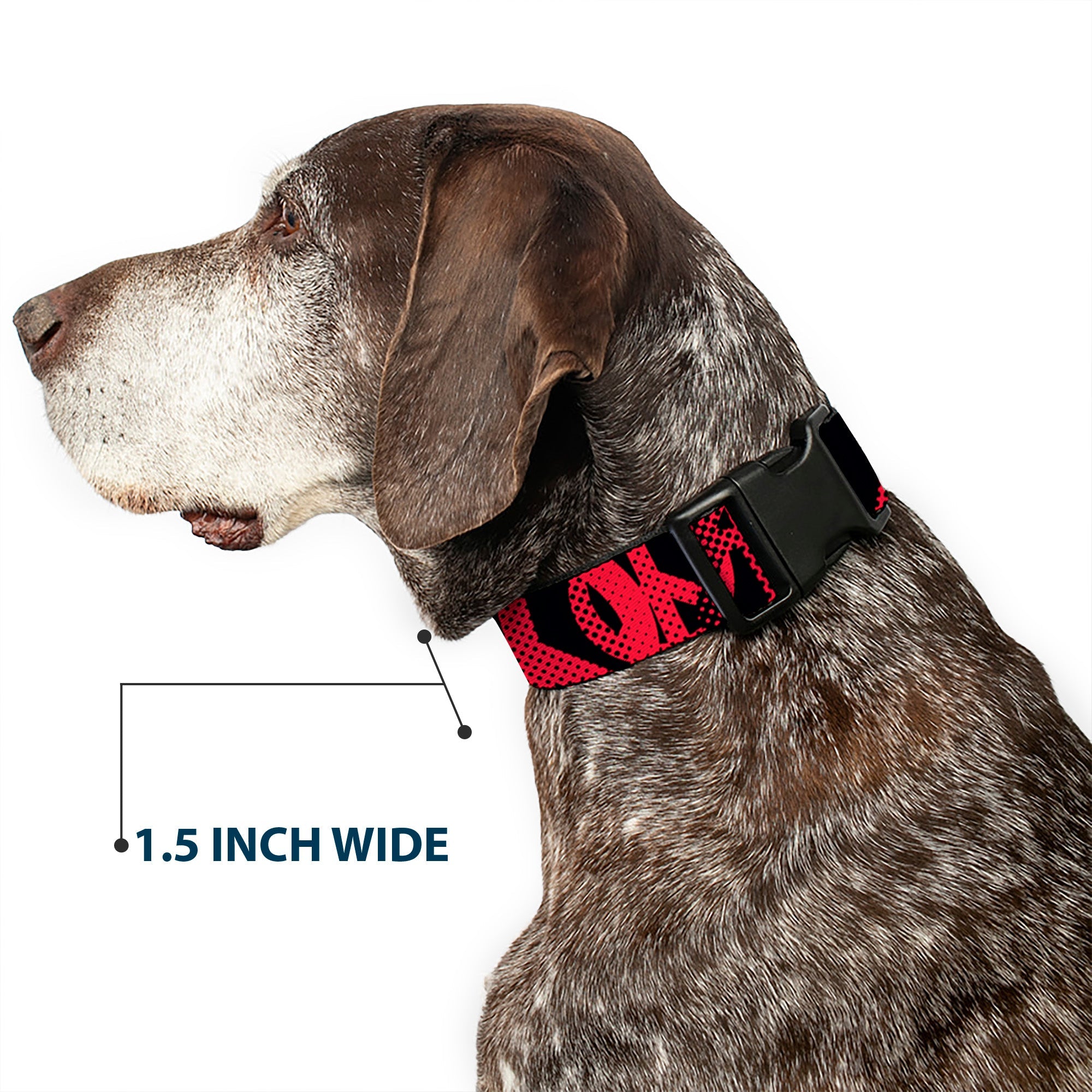 Plastic Clip Collar - Peace Dots Black/Fuchsia