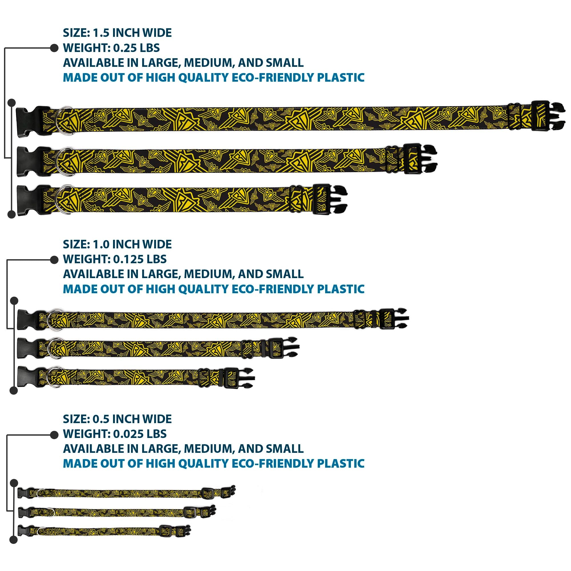 Plastic Clip Collar - BD Logo Scattered Black/Yellow