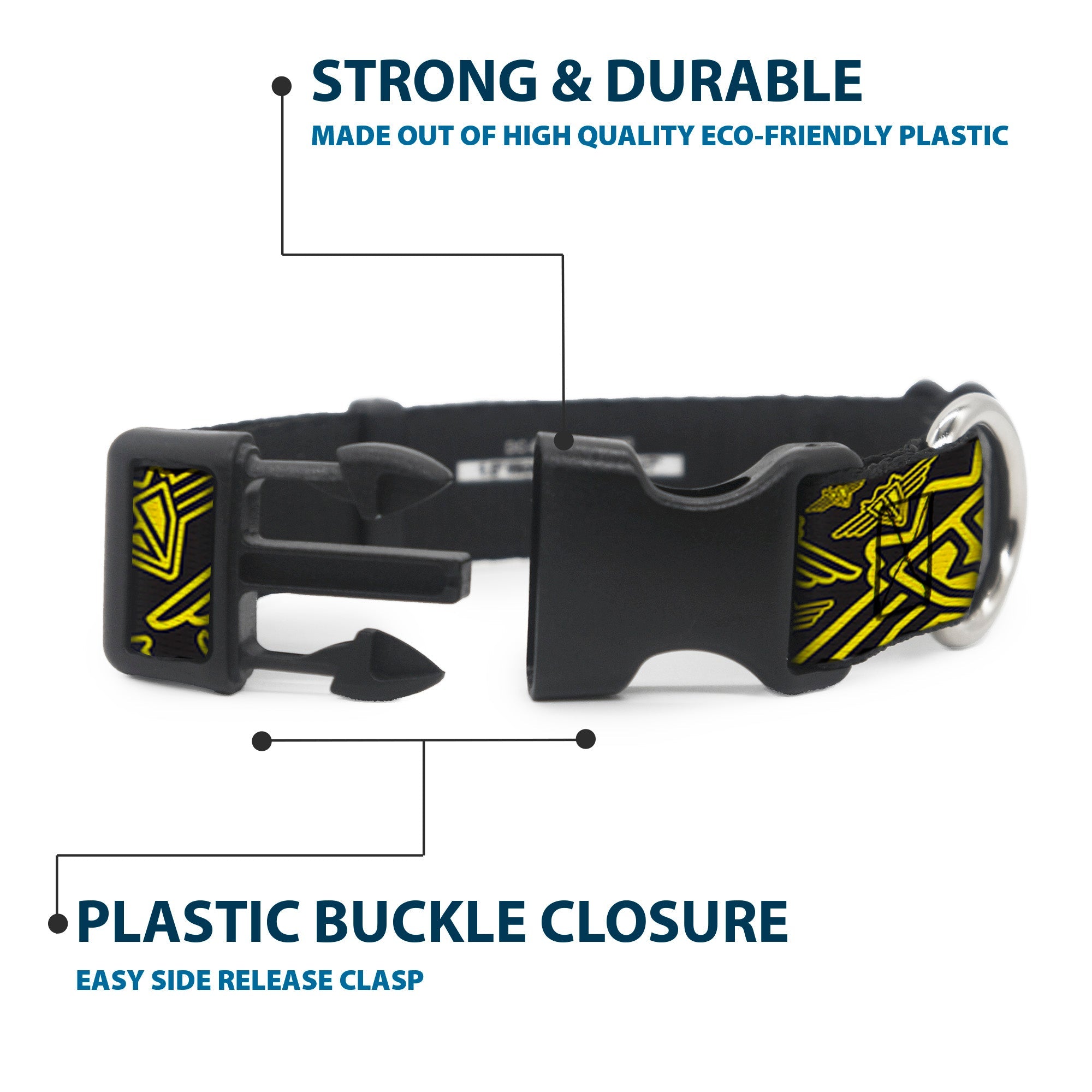 Plastic Clip Collar - BD Logo Scattered Black/Yellow