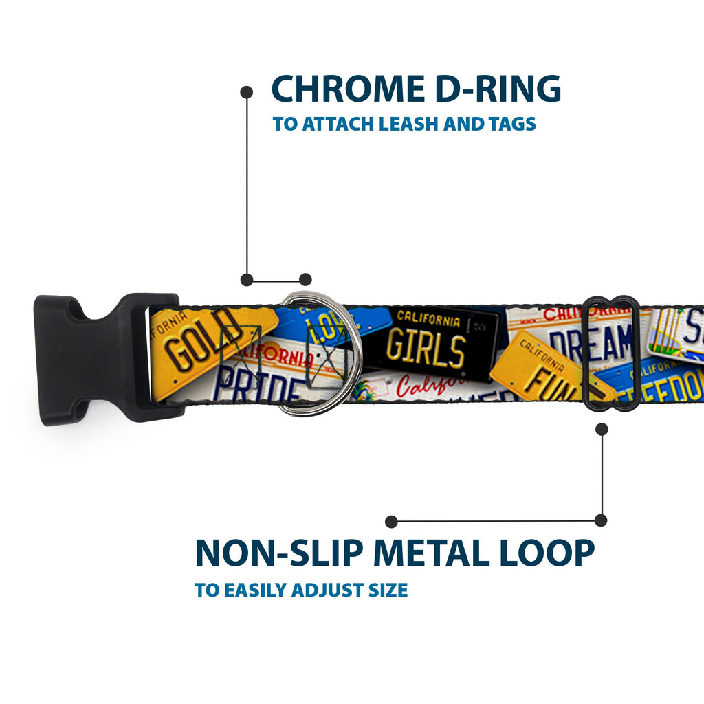 Plastic Clip Collar - Cali License Plates Stacked