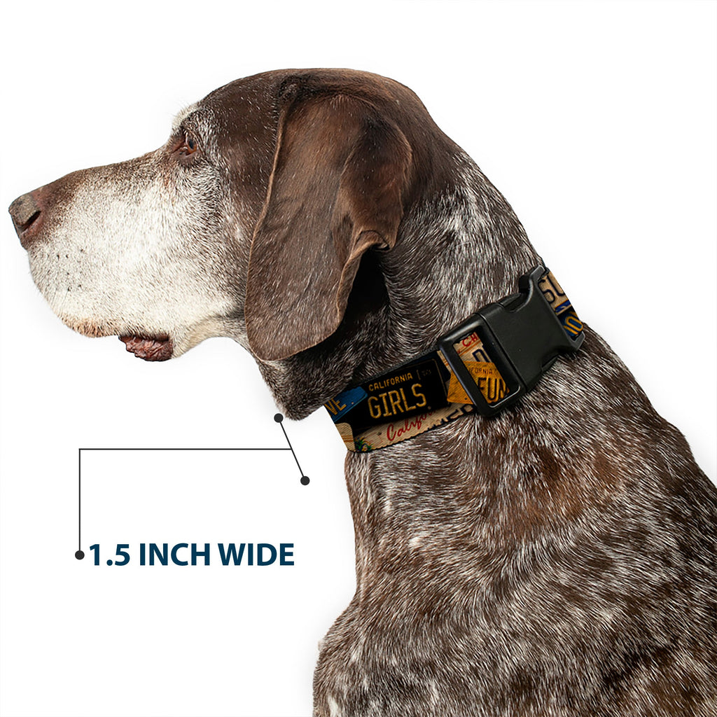 Plastic Clip Collar - Cali License Plates Stacked Vintage